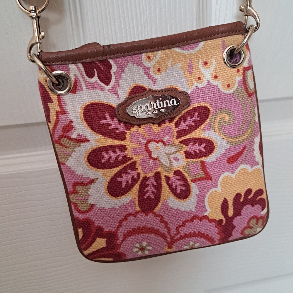 Spartina 449 Floral Crossbody Bag - Pink and Tan